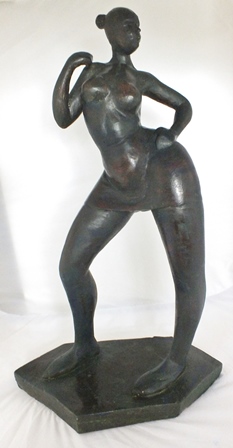 A 20th century plaster sculpture in the manner of Robert Crumb, "Fantasy" a stylized woman, in