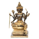 An early to mid 20th century Asian partial gilt bronze Brahma, or Deva, God of Creation, having four