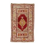 Anatolian-Taspinar-prayer rug  first half of the 20th century, ghiordes-knot, worn, damaged, 167*102