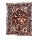 West-Anatolian-prayer rug  second half of the 19th century, ghiordes-knot, worn, damaged,