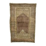 Anatolian-Ghiordes-prayer rug  around 1900, ghiordes-knot, slightly worn, 180*118 cm    Anatolisch-