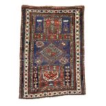 Caucasian-Kazak-prayer rug  around 1910, ghiordes-knot, worn, damaged, 144*102 cm    Kaukasisch-