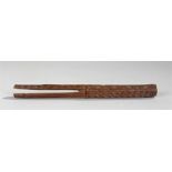 Circa 1802 carved and named knitting sheath, chip carved geometric decoration, named to Ann Fell, of