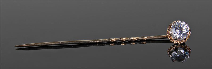 Cubic zirconia set stick pin, with a 1.25 carat cubic zirconia head - Image 4 of 4