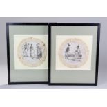 Pair of Harriet Churchyard Victorian doilies, circa 1880's, pen work,the first 'Croquet on the