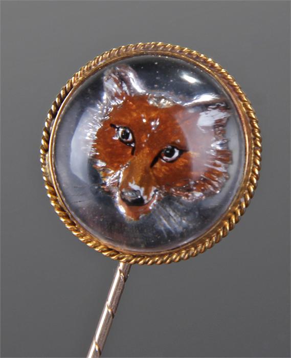 Essex crystal stick pin, with a foxes head looking forward, 25mm diameter - Image 5 of 10