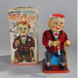 McGregor smoking automaton, tinplate, fabric and rubber, by Rosko Toys