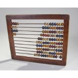 19th Century initialled abacus, the rectangular frame with the initialled letters EDT, with rows