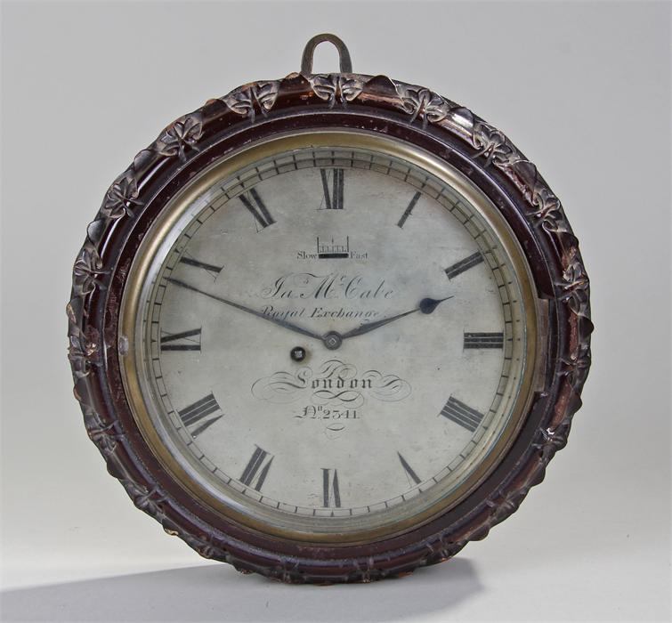 Fine early 19th Century wall clock, James McCabe, Royal exchange, London, No 2341, the silvered - Image 3 of 8