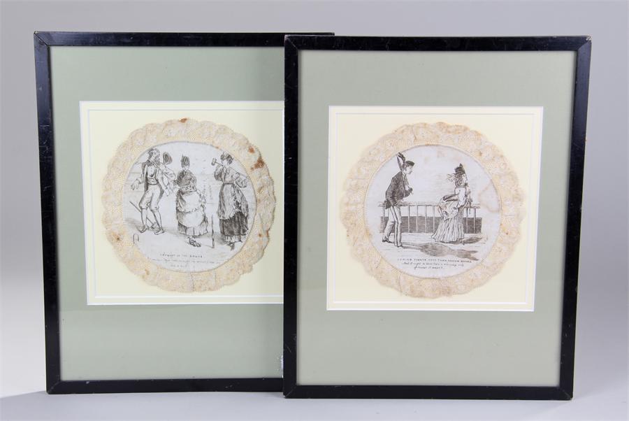 Pair of Harriet Churchyard Victorian doilies, circa 1880's, pen work,the first 'Croquet on the - Image 2 of 2