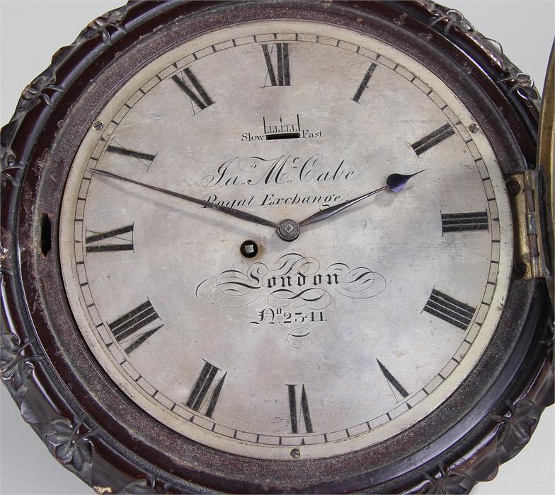 Fine early 19th Century wall clock, James McCabe, Royal exchange, London, No 2341, the silvered - Image 5 of 8