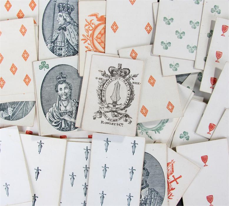Set of late 18th Century Rowley & Co playing cards, the suits are diamonds, chalice, sword and - Image 2 of 2