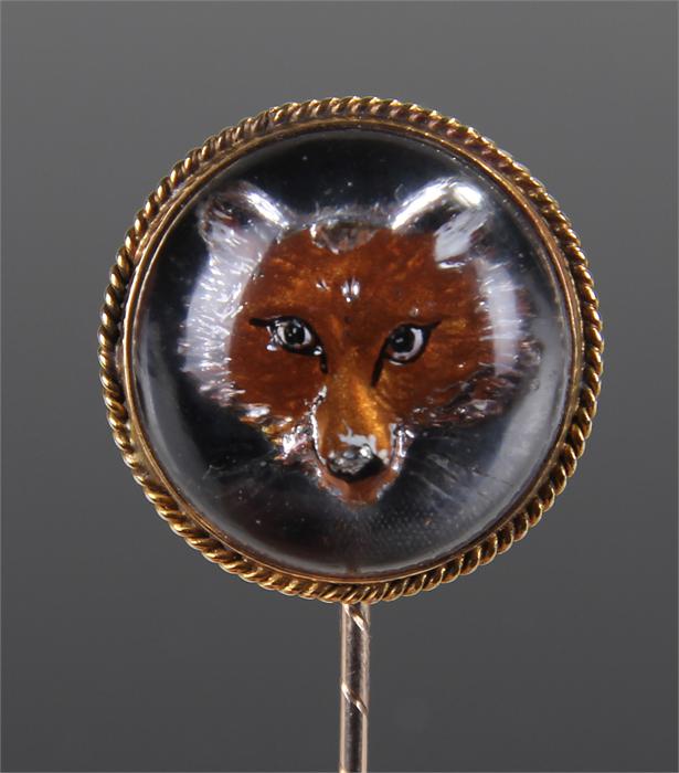 Essex crystal stick pin, with a foxes head looking forward, 25mm diameter - Image 6 of 10