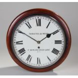 Victorian mahogany wall hanging clock, painted white signed dial 'Thwaites & Reed, 15 Bowling