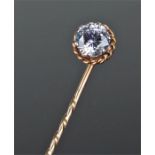 Cubic zirconia set stick pin, with a 1.25 carat cubic zirconia head