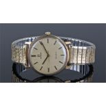 Omega Geneve 9 carat gold gentleman's wristwatch, the champagne dial with baton hours, manual wound,