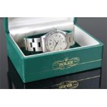 Rolex Oyster perpetual stainless steel gentleman's wristwatch, the silvered dial with arrow hour