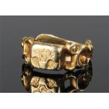 George III gold "poison" ring, the hinged wallet shaped front concealing a storage compartment,