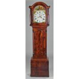 Victorian mahogany Longcase clock, the domed hood above a arched glazed door, flanked with half