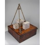 Rare Masonic ceremonial box, with a frame and winch holding stones , all housed within a fitted box,