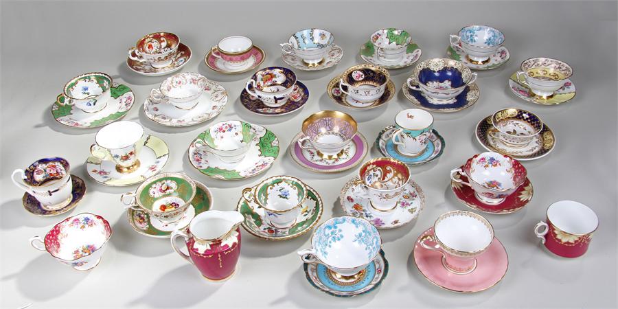 Collection of 19th Century tea cups and saucers, v