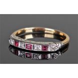 18 carat gold, platinum ruby and diamond ring, wit