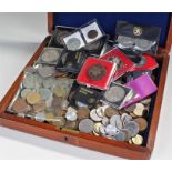 Mixed coins, UK and World, cased crowns, copper, e