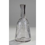 George III glass toddy lifter, engraved to the fro
