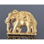 Indian high carat gold elephant brooch, decorated