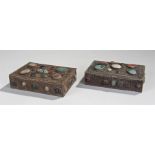 Pair of Indian boxes, the metal boxes with scroll