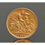 George V half sovereign, 1914, St George and the D