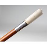 Victorian ivory topped walking cane, the ivory top