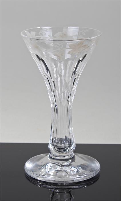 Early 19th Century cordial glass, with foliate eng