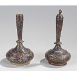 Pair of Indian Deccani ware enamel and gilt brass