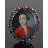 18th Century gem set miniature, the miniature on i