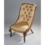 Victorian mahogany button back nursing chair, the