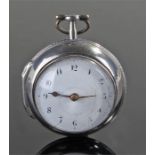 George III silver pair cased pocket watch, William