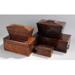 Victorian rosewood tea caddy, together with a maho