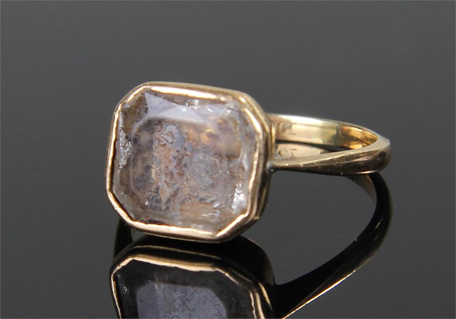 George III gold and rock crystal ring, the central