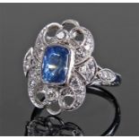 Sapphire and diamond set ring, the central estimat