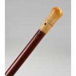 18th Century ivory and malacca cane, the turned iv