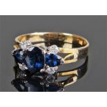 18 Carat gold sapphire and diamond ring, with thre