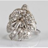 Impressive Platinum and diamond set ring, in the f