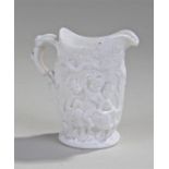 19th Century milk glass jug, with three Fauns walk