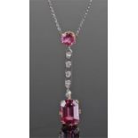 Pink topaz and diamond set necklace pendant, the t