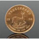 South African Krugerrand, 1974, springbok to the r