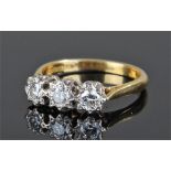18 carat gold diamond set ring, the platinum mount