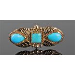 14 carat gold turquoise set brooch, by D Benally,