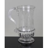 18th Century engraved glass mug, the shaped mug wi
