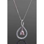 18 carat white gold and pink diamond pendant neckl